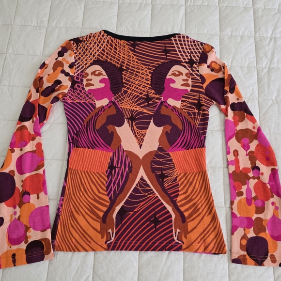 NWT Vintage Deadstock Custo Barcelona/Hayes Graphic Long Bell Sleeve T-shirt - Picture 5 of 6